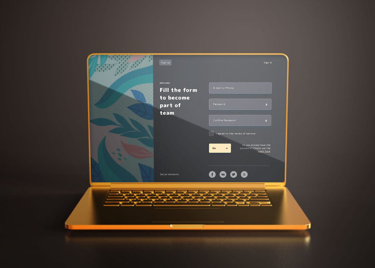 Golden Light Laptop Mockup
