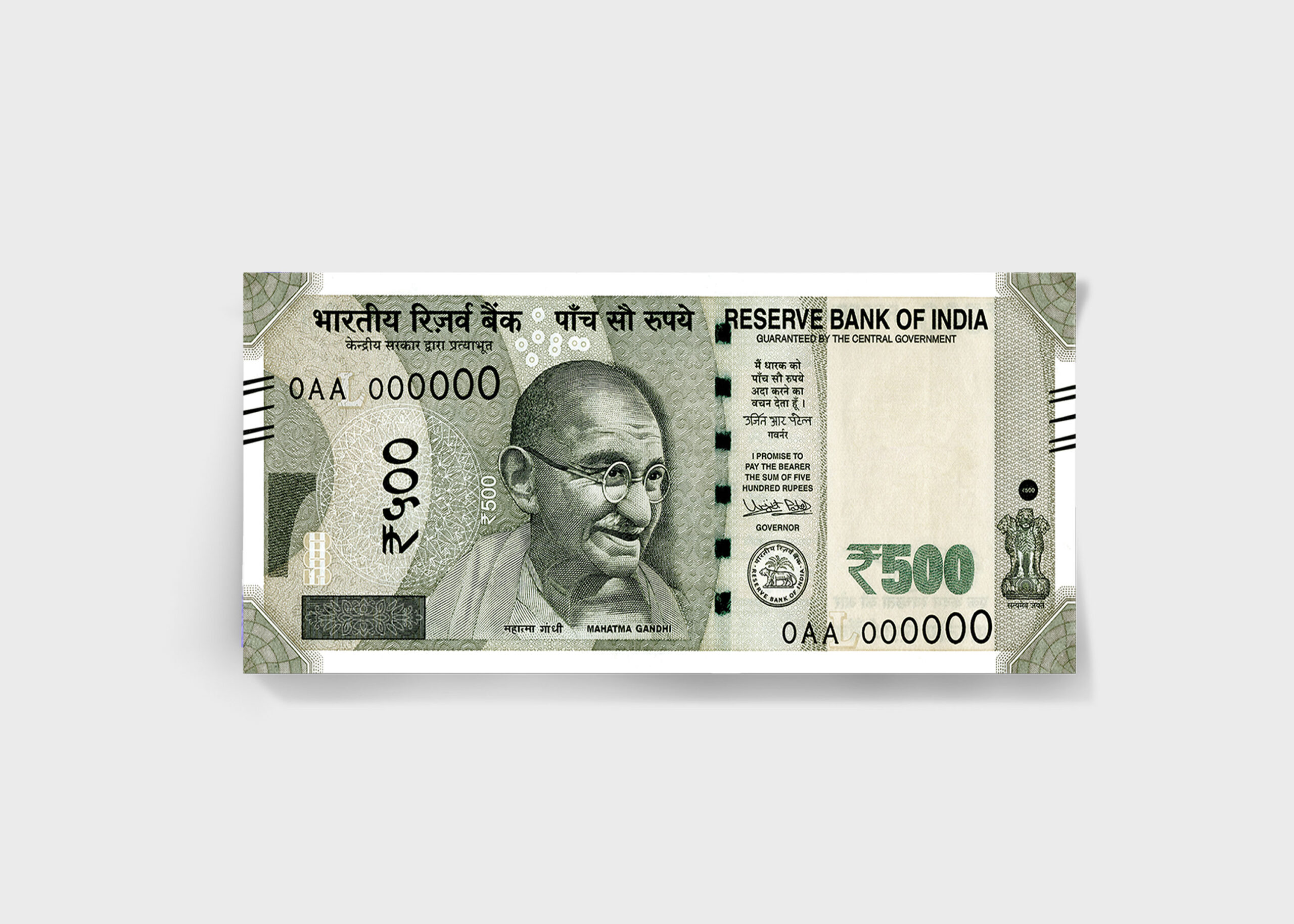 500 Paper Currency Front View Mockup