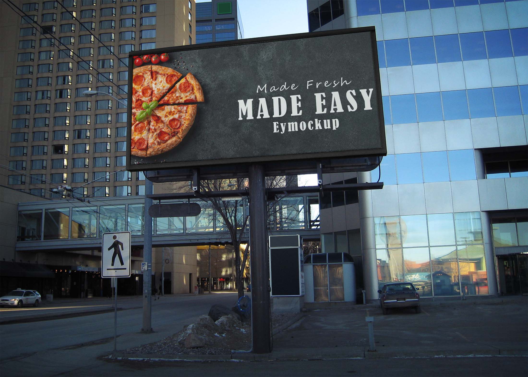 Free Eassy Pizza Billboard Mockup