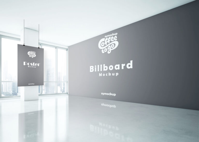 Free Small Billboard With Poster Mockup