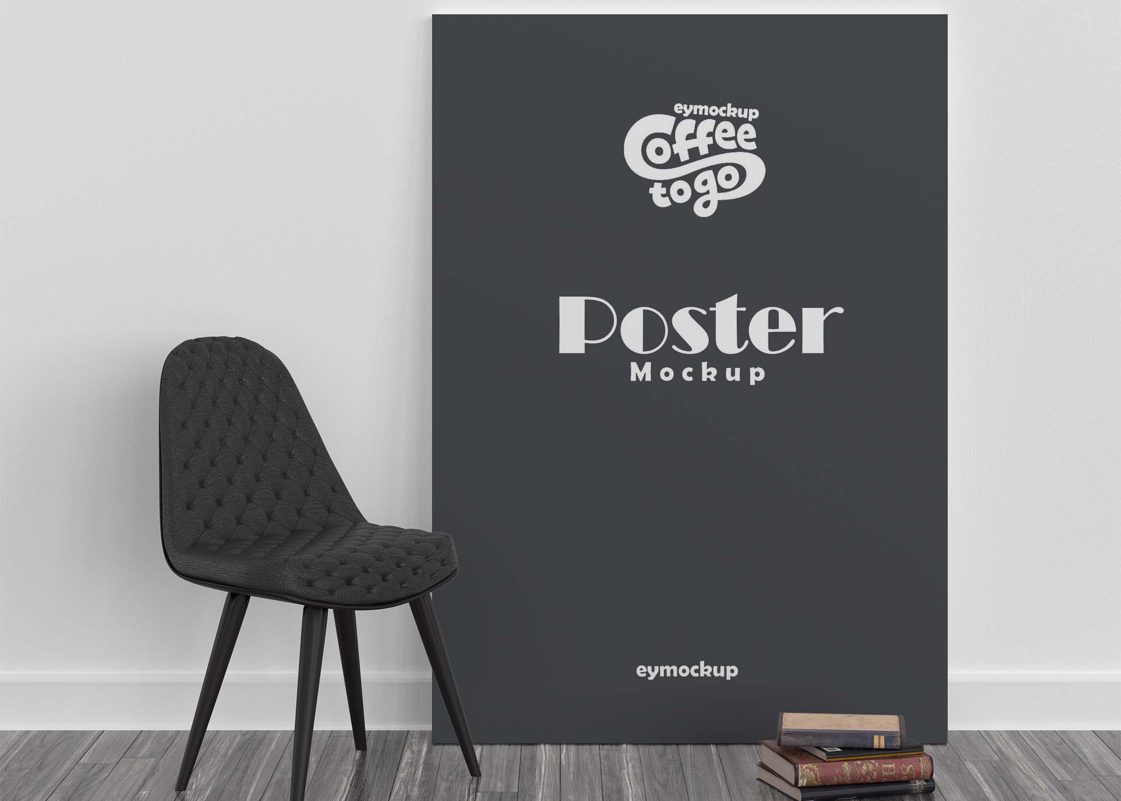 Free a4 Poster Mockup with Chair